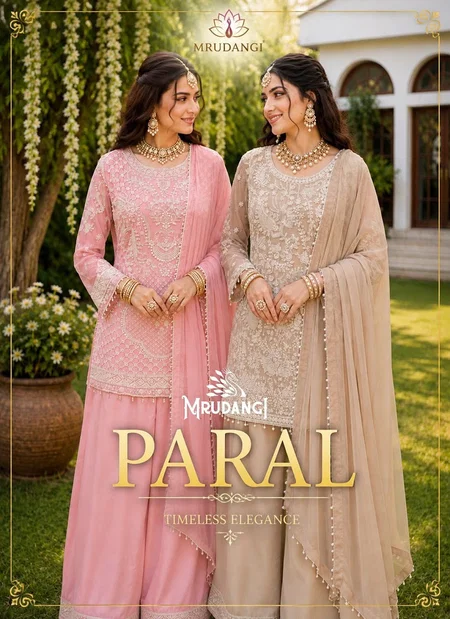 Paral By Mrudangi Gerogette Embroidery Work Plazzo Suits